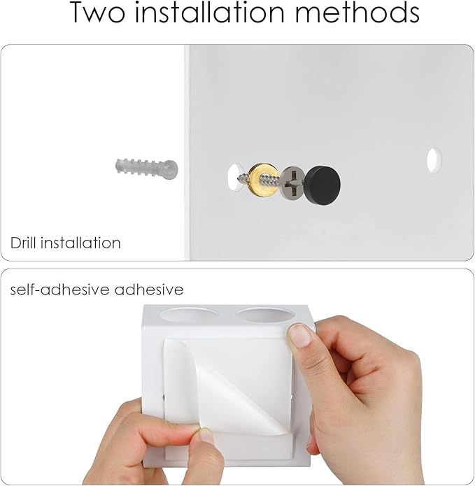 Electric Toothbrush Holder Wall Mounted, Toothbrush Stand with Diatomite Dish, Self Adhesive Storage Rack for Bathroom (White)