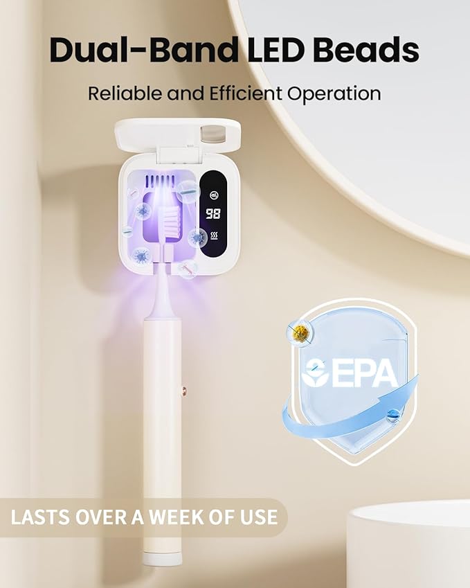 Toothbrush Holder, Electric Travel Toothbrush Organizer, LED Smart Screen, Rechargeable Portable Toothbrush Timer for Bathroom Wall-Mounted