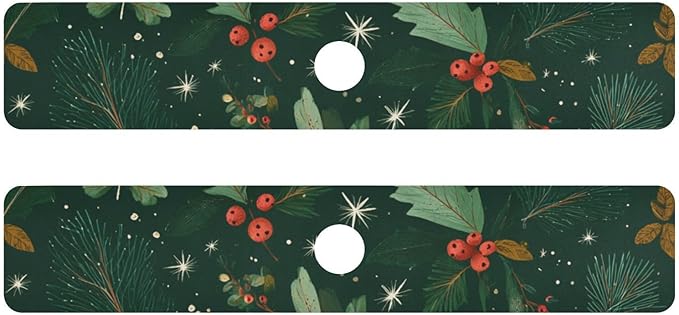 Christmas Green Berries Needles Kitchen Sink Splash Guard Faucet Mat Diatomite Absorbent Pad for Bathroom RV 30x5.4in 2PCS water
