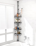 4 Layer Corner Shower Caddy, Stainless Steel Constant Tension Pole Shower Organizer, Adjustable Corner Shower Shelf, Rustproof 3.3 to 9.8 ft