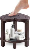 UHA Corner Shower Stool for Inside Shower - Waterproof Corner Shower Bench, HDPE Plastic Bathroom Bench, Adjustable Height Corner Chair for Shaving Legs,Storage Shelf,Non-Slip Feet， Coffee