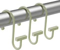 Sage Green Shower Curtain Hooks, Bathway Shower Curtain Rings Rust Proof, 12PCS Shower Hooks for Shower Curtain, T-Bar Design Convenient Elegant Shower Curtain Hangers for Bathroom Kitchen Wardrobe