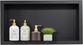 Shower Niche 12×24in Recessed Wall Niche Stainless Steel Shower Shelf No Tile Needed for Add Storage, Black