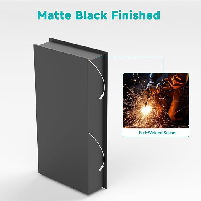 12" X 24" Stainless Steel Shower Niche with LED Lights, Matte Black Double Shelves Recessed Shower Niche No Tile Needed for Bathroom/Bedroom Storage