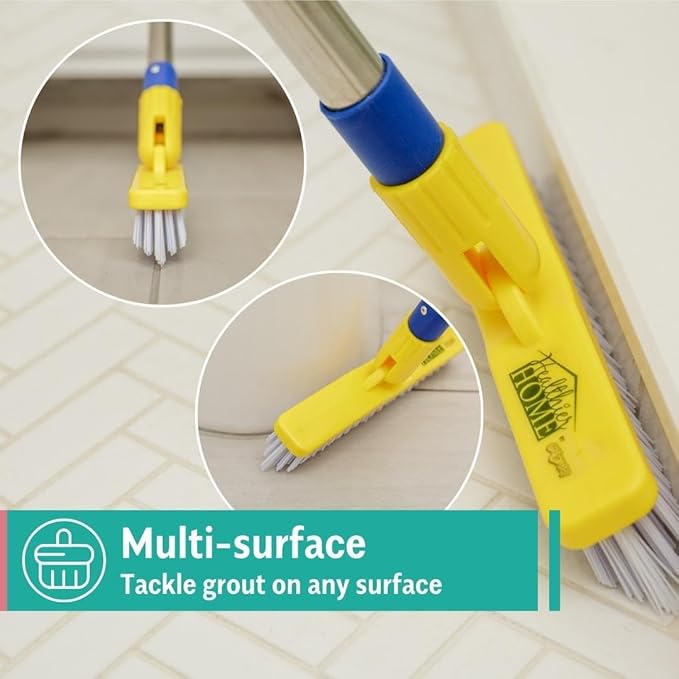CHOMP! Grout Cleaner Bundle, Includes Long Handle Stand Up Brush, Refreshes Grout and Removes Stains on Tile Floors and Bathroom Walls & Kitchens (5 Pack Set)