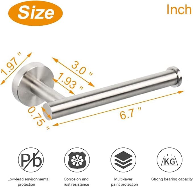 TocTen Toilet Paper Holder, Wall Mounted Tissue Roll Holder for Bathroom, Thicken 304 Stainless Steel Drilling Paper Dispenser Rack for Bathroom Kitchen (Brushed Nickel)