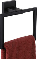 KOKOSIRI Hand Towel Ring Shower Towel Hanger Holder Bath Towel Holder Bathroom Lavatory Stainless Steel Wall Mount, Matte Black, B3004BK