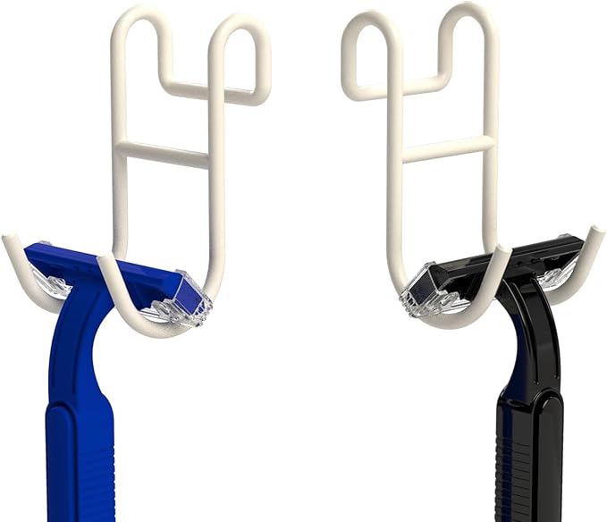 White Shower Caddy - 2 Pack Open Shelf Hooks for Loofah, Razor and More