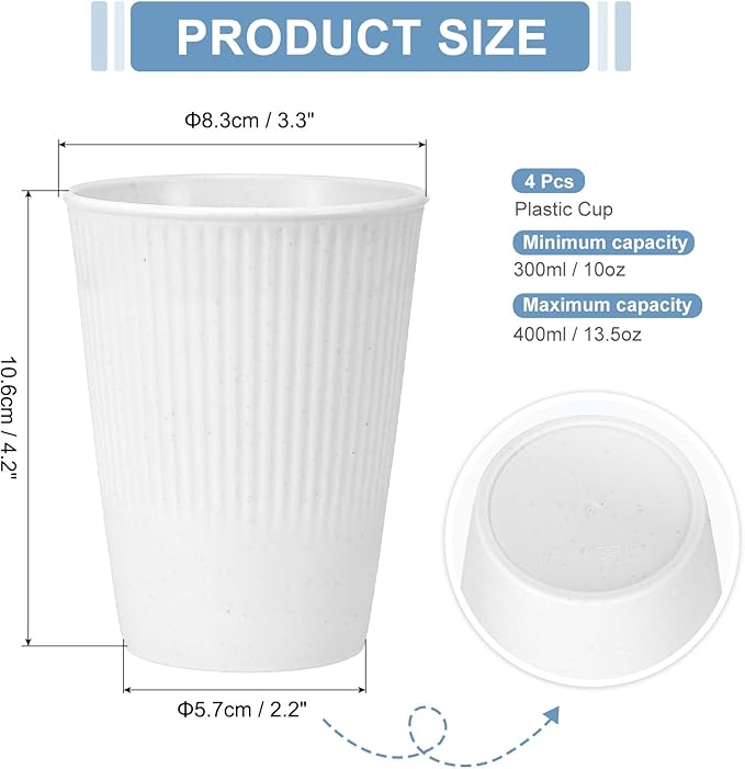 uxcell 4 Pcs Simple Toothbrush Cup, 3.3 x 3.3 x 4.2 Dishwasher Safe Bathroom Tumbler Reusable Plastic Cup Set for Storing Toothpaste Combs, White