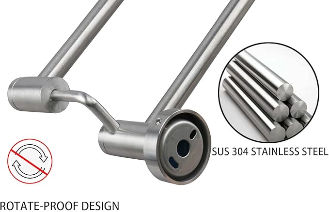 TocTen Double Bath Towel Bar - Thicken SUS304 Stainless Steel Towel Rack for Bathroom, Bathroom Accessories Double Towel Rod Heavy Duty Wall Mounted Towel Holder (Brushed Nickel, 16 in)