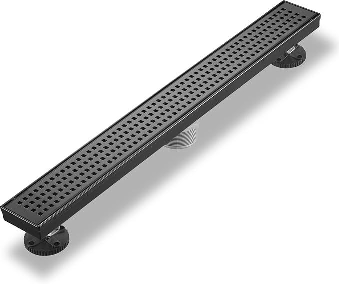 Sharp-tec 36 inch Linear Shower Drain, Black Rectangular Floor Drain, V-Shape Design Drain Channel, 304 Stainless Steel, cUPC Certificated for Bathroom Shower Room (Drain Base is Not Included)
