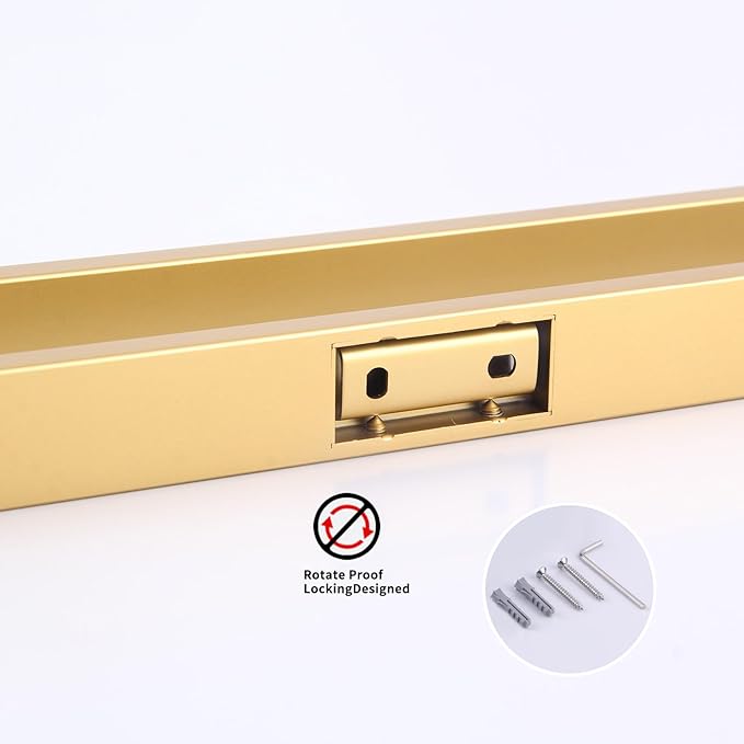 GERZWY 24-Inch Bathroom Towel Bar Stainless Steel Modern Square Style Bath Towel Bar Wall Mount Gold Finished HG1701(60)-BE