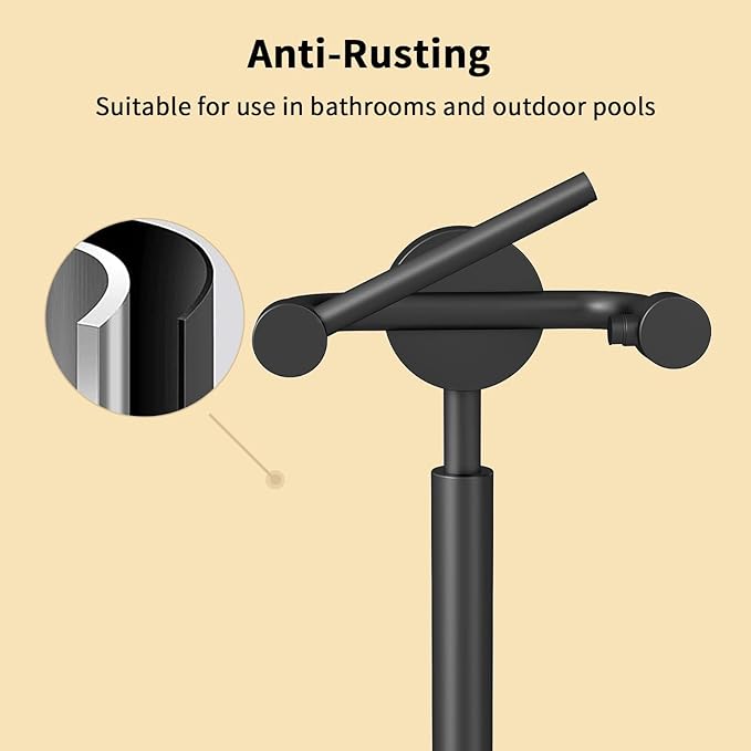 YUMORE Freestanding Toilet Paper Holder，Matte Black/Floor Standing Weighted Base Toilet Paper Holder Stand