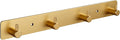Adhesive Bathroom Gold Hook Rail, 4 Brushed Gold Wall Key Hooks Rack Hanger Towel Robe Stick Door Hooks for Bathroom Toilet Entryway Hallway Kitchen Wall Mounted