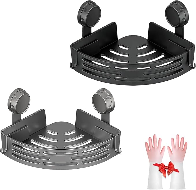 Suction Cup Corner Shower Shelf,No-Drill Bathroom Corner Shelf,Aluminum Wall Mounted Storage Rack Bathtub Shelf,For Bathroom Kitchen