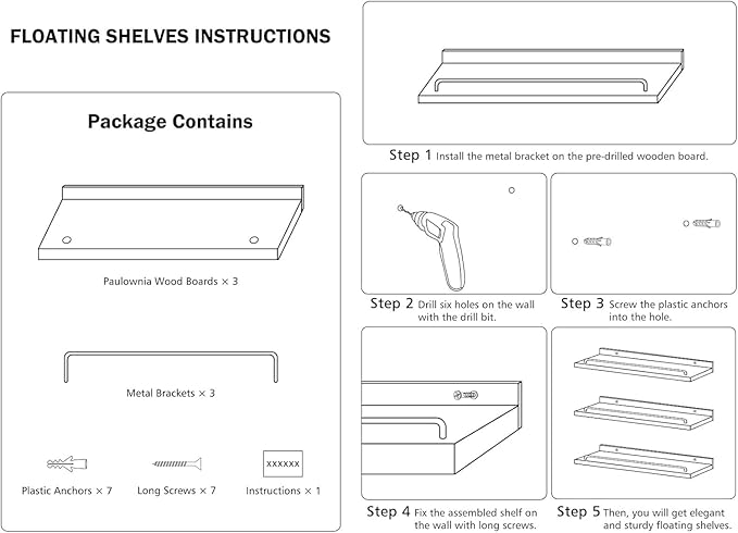 Floating Shelves, Bathroom Decor Shelves Over Toilet, Farmhouse Wall Shelves for Living Room, Bedroom, Picture Frames, Plants, Kitchen, Set of 3 (Walnut Brown)