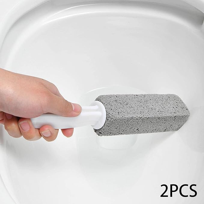 Pumice Toilet Brush, Hard Watermark Remover Cleaning Stone, Suitable for Tile Grout Rust Grill Toilet Bowls (2pcs)
