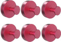 Vacuum Suction Cup Hooks for Shower 6 Pack, Heavy Duty Aluminum Alloy Towel Hooks for Bathroom Kitchen Glass Tile Mirror Wall No Drill Removable Robe Loofah Coat Suction Hooks Hanging-Red
