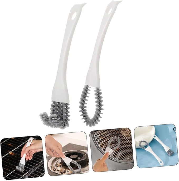 2pcs Multifunctional Kitchen Cleaning Brush Set, Handheld Soft Bristle Grout and Crevice Scrubbers for Stove, Grill, and Home Cleaning
