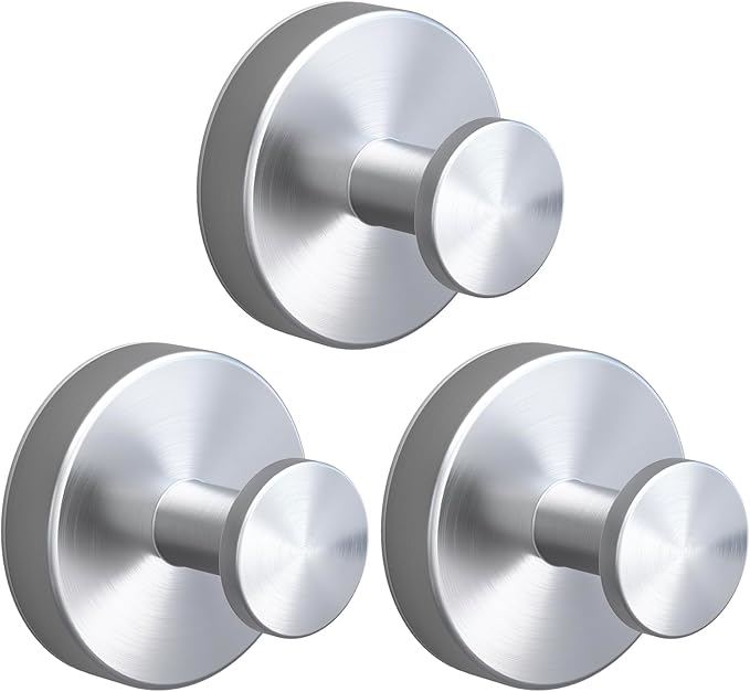 2026 Suction Cup Hooks for Shower, Towel, Window, Bathroom, Wreath, Kitchen, Class Door, Mirror, No-Tools No-Drill Removable Heavy Duty up to 15 lbs Hook Holders (3 Pack, Silver)