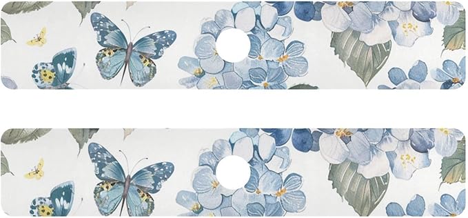 Blue Hydrangea Butterfly Kitchen Sink Splash Guard Faucet Mat Diatomite Absorbent Pad for Bathroom RV 30x5.4in 2PCS water