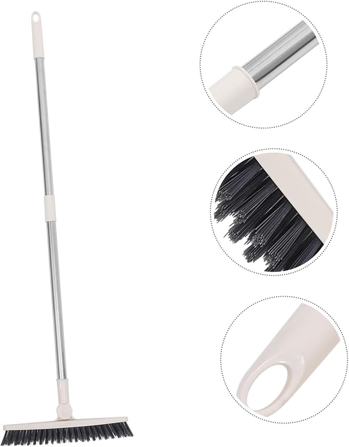 Beaupretty Rotatable Floor Scrub Brush with Long Handle for Deep Cleaning Gaps Window Grooves Shower Doors Tile Grout Corners Lightweight Multipurpose Crevice Cleaner for Bathroom Kitchen