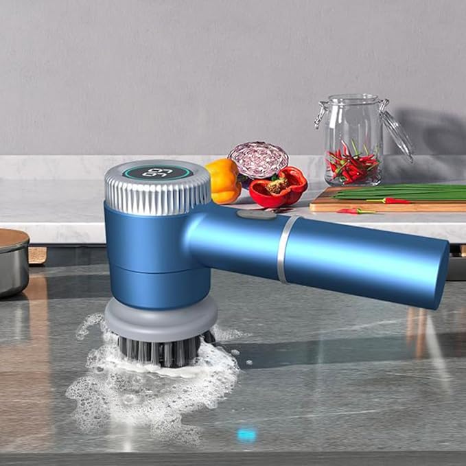 DONGKER Electric Spin Scrubber,3 Speeds Adjustment Handheld Electric Scrubber with 5 Replaceable Brush Heads for Floor Tub Tile Kitchen Car