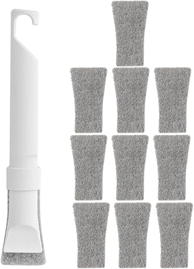 SECFOU Multi-Functional Grout Scrubber and Sink Brushes Set with 10 Replacement Pads, Hard Bristle Corner Cleaning Brush for Kitchen, Bathroom, Tile, and Narrow Spaces Cleaning