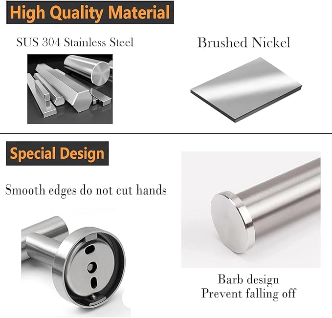 Toilet Paper Holder - SUS 304 Stainless Steel Toilet Paper Holder Wall Mount, Toilet Paper Roll Holder for Bathroom, Kitchen, Washroom - Brushed Nickel