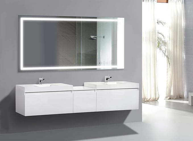 Krugg | Large 72 Inch X 36 Inch LED Bathroom Mirror | Lighted Vanity Mirror Includes Dimmer & Defogger | Wall Mount Vertical or Horizontal Installation