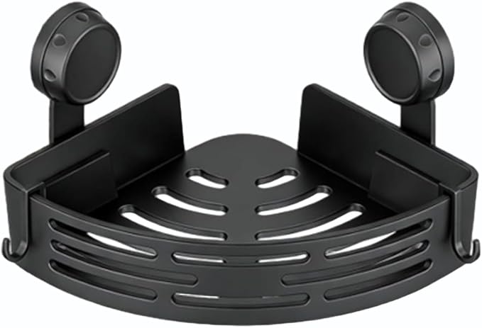 No-Drill Bathroom Corner Shelf, 3 Tier Corner Shelf Bathroom, Suction Cup Corner Shower Shelf, Wall Mounted Storage Rack for Bathroom & Kitchen (1PCS-Black)