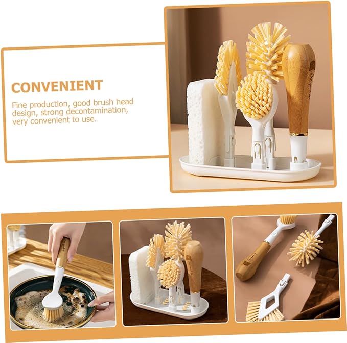 OUNONA 1Set Multifunctional Dish Scrubbing Brush with Ergonomic Handle Kitchen Cleaning Tool for Cookware Dishes and Hard to Reach Spaces Lightweight and Easy to Use Great
