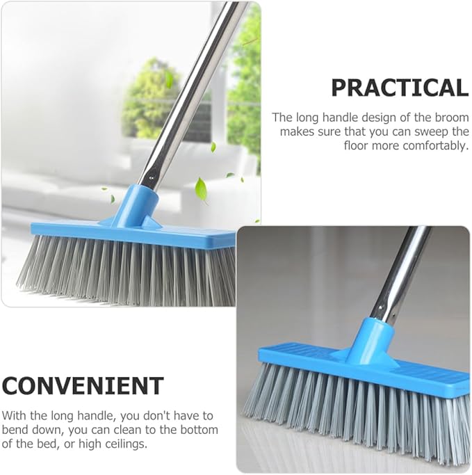 Long Handle Floor Scrubbing Brush with Hard Bristles, Tile Corner Cleaning Brush for Bathroom and Outdoor Floors, Sturdy Shower and Grout Scrubber for Heavy-Duty Cleaning