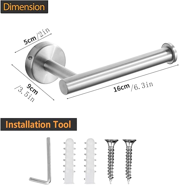 Toilet Paper Holder - SUS 304 Stainless Steel Toilet Paper Holder Wall Mount, Toilet Paper Roll Holder for Bathroom, Kitchen, Washroom - Brushed Nickel