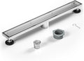 Linear Shower Drain 24" Brushed 304 Stainless Steel | Fast Drainage | Tile Inserted | Stainless Floor Drain Grate | Hair Strainer | Drain Key | The Upgrade for Your Bathroom