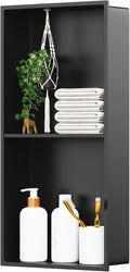 No Tile Shower Niche Stainless Steel Wall Niche 12" X 24" Two-Tier Bathroom Shelf No Tile Needed Recessed Niche Shower for Bathroom Storage, Matte Black