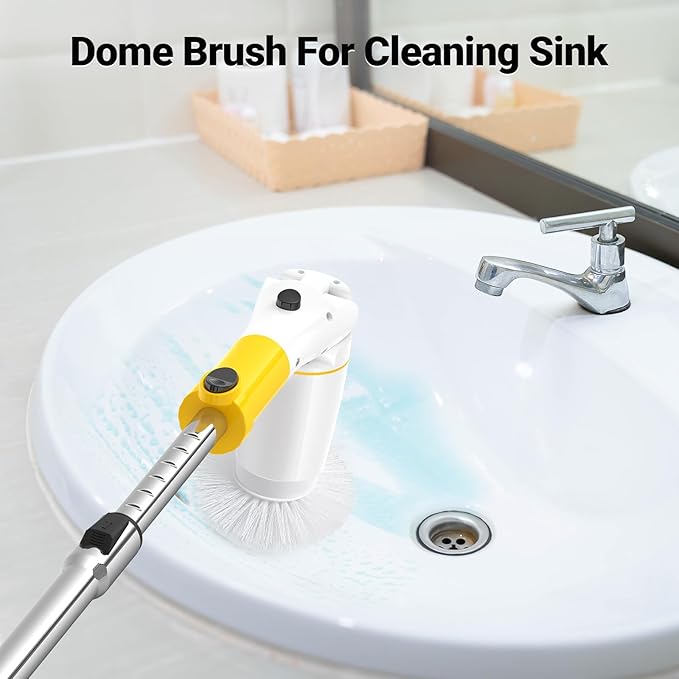 Replaceable Dome Brush Heads for Electric Spin Scrubber, Cordless Shower Scrubber for Cleaning Bathtubs Sinks Curved Surface