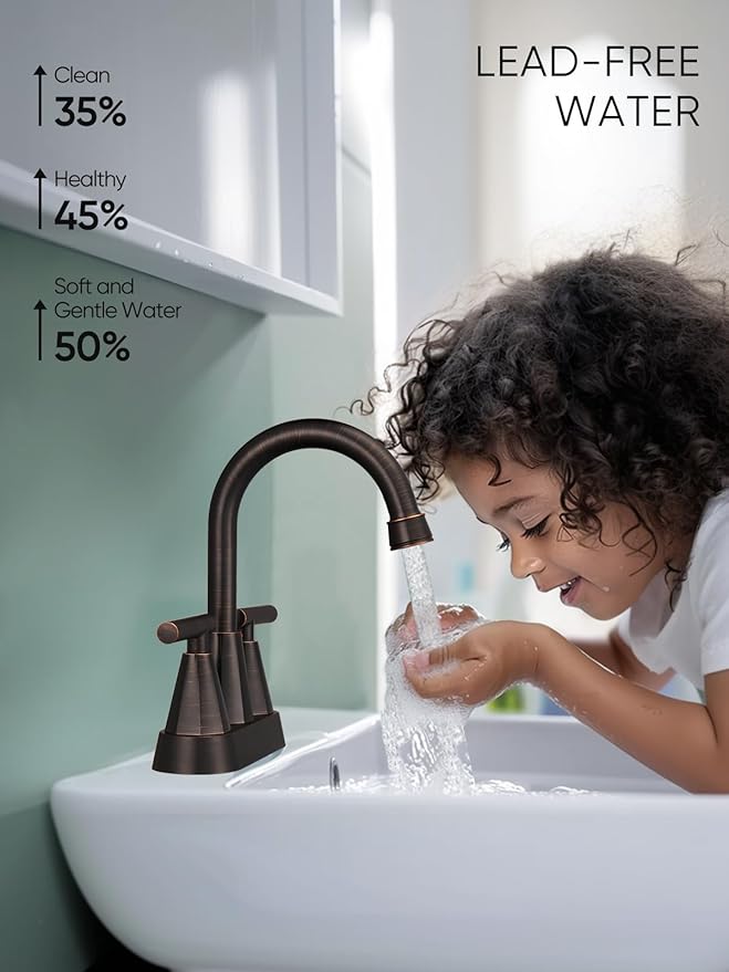 Cobbe Bathroom Vanity Faucets, 4-Inch Oil Rubbed Bronze Bathroom Sink Faucet, 2 Handle Sink Faucet with Pop Up Drain and Water Supply Lines,ORB