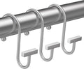 Silver Shower Curtain Hooks, Bathway Shower Curtain Rings Rust Proof, 12PCS Shower Hooks for Shower Curtain, T-Bar Design Convenient Elegant Shower Curtain Hangers for Bathroom Kitchen Wardrobe