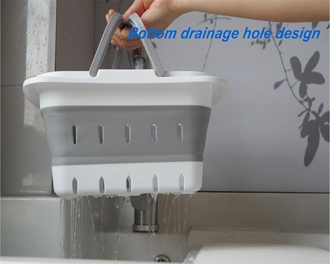 2 Pack Portable Folding Plastic Shower Caddy Basket, Perforated, Travel Bathroom Organizer for Bedroom, Shower, Collage Dorm Room, Camping and RV Use (Blue, 2 pack)
