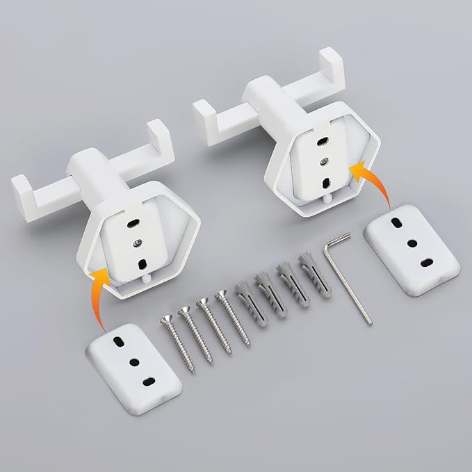 GERZWY White Bathroom Hooks, Double Towel Robe/Coat Clothes Hook Stainless Steel Hanger Wall Hooks Heavy Duty for Bath Wall Mounted 2 Pack
