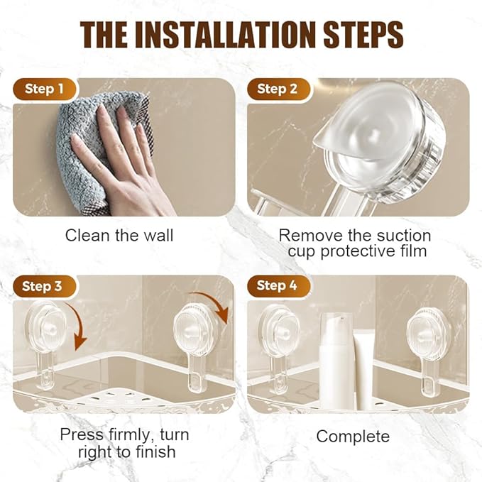 Corrugated Suction Cup Storage Holder, 2025 New Movable Shower Shelf Suction Cup, Corner Shower Caddy Large Organizer Bathroom Shelf No-Drill Wall-Mounted Storage (CLEAR)