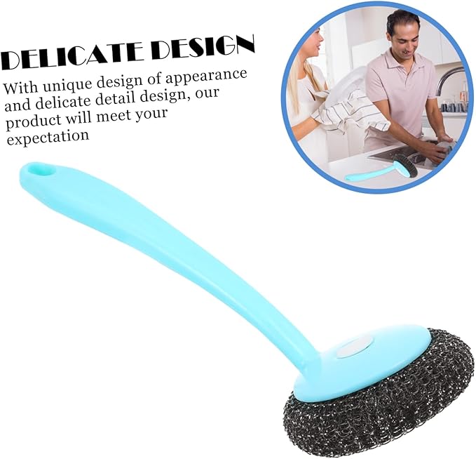 Gatuida 1set Stainless Steel Pot Cleaning Brush Dish Washing Brush Reusable Grout