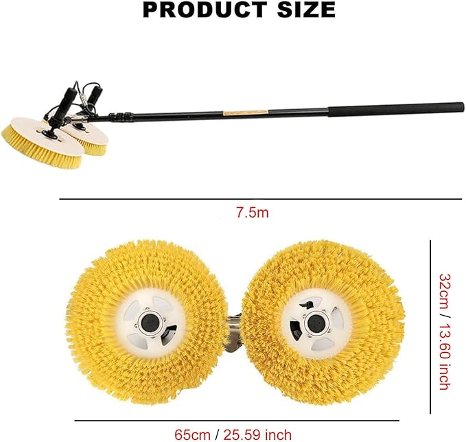 Outdoor Window Glass Solar Panel Cleaning Brush, 7.5m,Electric Water Fed Pole Kit,Solar Panel Cleaning Kit,Automatic Rotary Cleaning Brush,With Adjustable Extension Rod