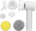 Electric Spin Scrubber Rechargeable Electric Brush Cordless Power Scrubber with 4 Brush Heads for Bathroom Kitchen Tub Tile Sink (White)
