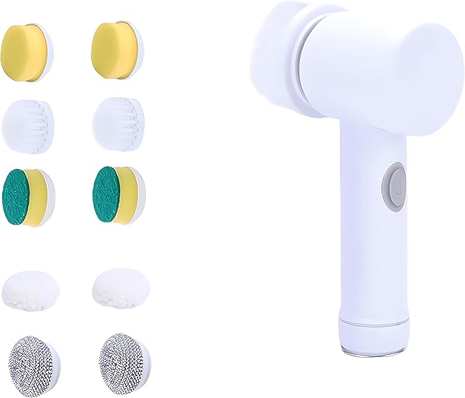 Electric Cleaning Brush Set with 360° Rotation, Electric Spin Scrubber，with 10 Replaceable Heads, Cleaning Brush for Bathroom/Sink/Window/Kitchen/Tub/Tile