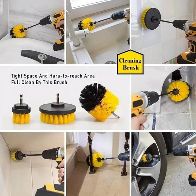 3pcs Power Scrubber Brush Set for Bathroom Drillbrushes Cordless Attachment Kit Power Toilet Brush Electric Cleaning Brush