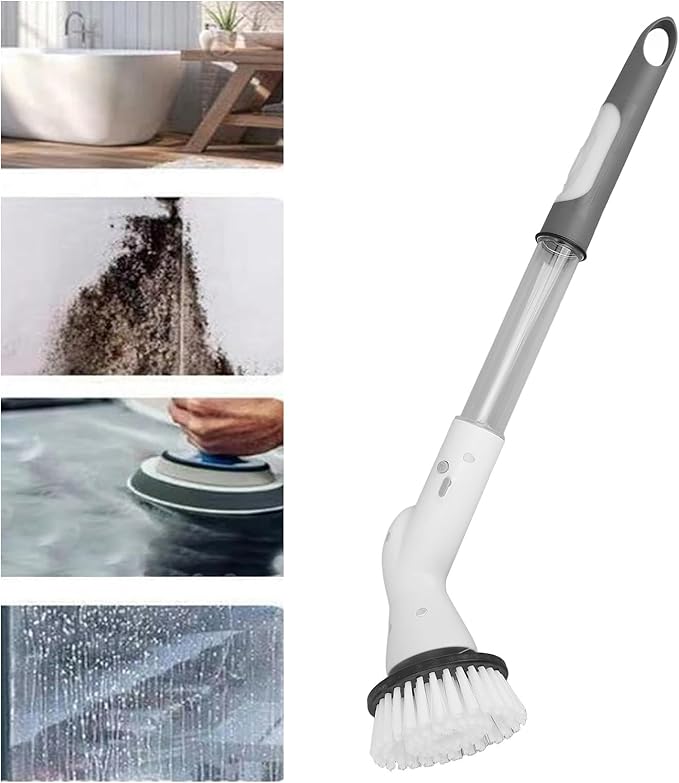 Electric Spin Scrubber, Shower Cleaning Brush with Replaceable Brush Heads, Long Handle Power Cleaning Brush, Electric Cleaning Brush for Bathroom, Tub, Toilet, Kitchen