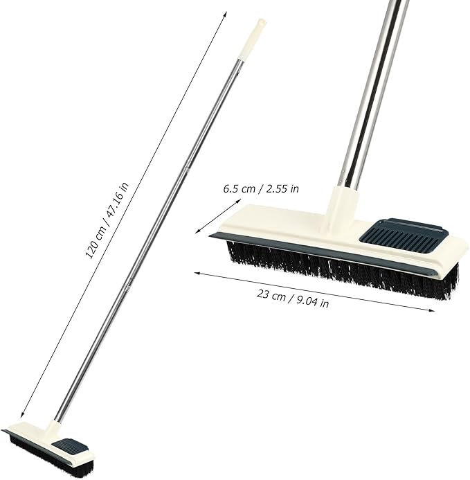 TEHAUX Floor Scrub Brush with Long Handle 108cm, Stiff Bristle Cleaning Brush for Bathroom, Toilet, Tile and Floor, Shower Scrubber for Hard-to-Reach Corners, White Household Cleaning