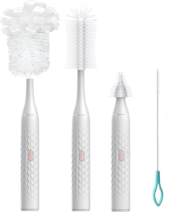 Cleaning Brush Electric Bottle Brush Waterproof 360 Degree Rotating Long Handled Silicone Straw Pacifier Cleaning Brush Bay